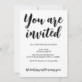 Moderne monochrome algemene feest zwarte tekst kaart (Voorkant)