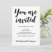 Moderne monochrome algemene feest zwarte tekst kaart (Staand voorkant)