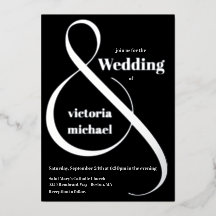 Moderne monochrome ampersand folie uitnodiging