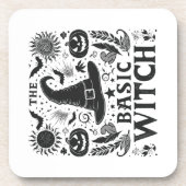 Moderne Monochrome Basic Heksen Halloween Bier Onderzetter (Voorkant)