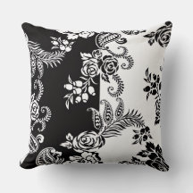 Moderne monochrome bloempatroon throw kussen