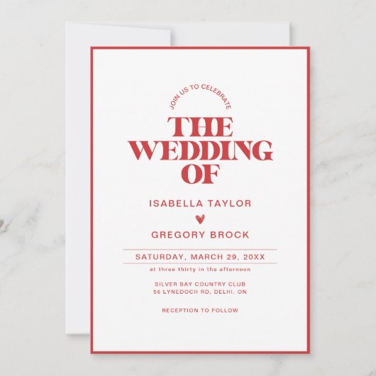 Moderne monochrome foto met QR-code bruiloft Kaart (Voorkant)