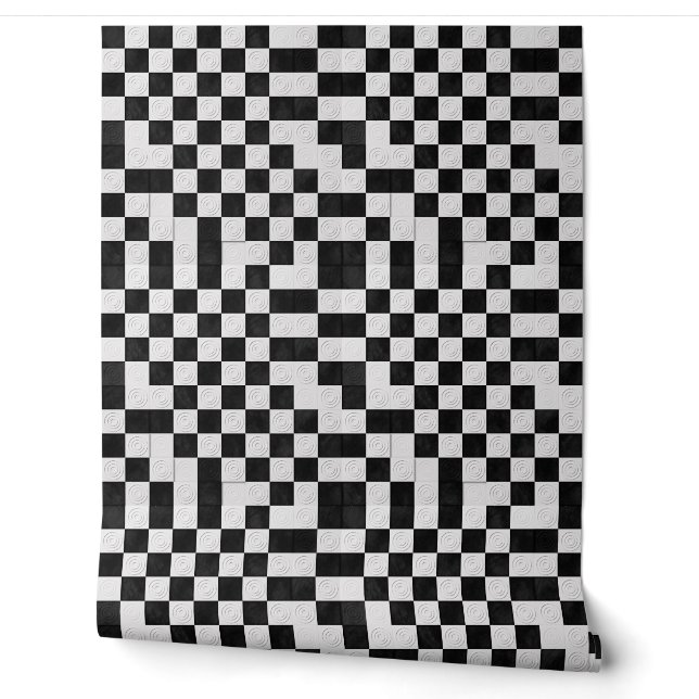 Moderne monochrome geometrische geëmbosseerde cirk behang (Afrollen)