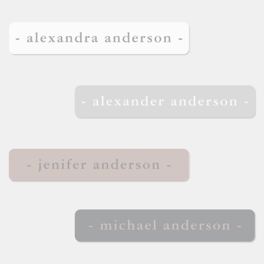 Moderne Monochrome Grijs Waterdichte Naam Labels (Groep)