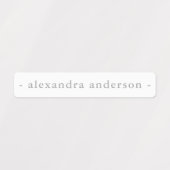 Moderne Monochrome Grijs Waterdichte Naam Labels (Design 1)