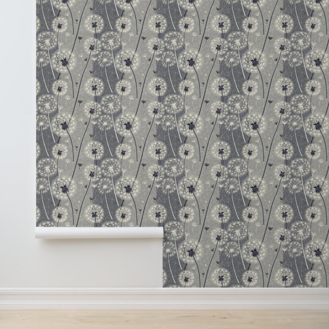 Moderne monochrome paardenbloem behang (Applicatie)