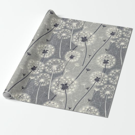 Moderne monochrome paardenbloem cadeaupapier (Uitgerold)