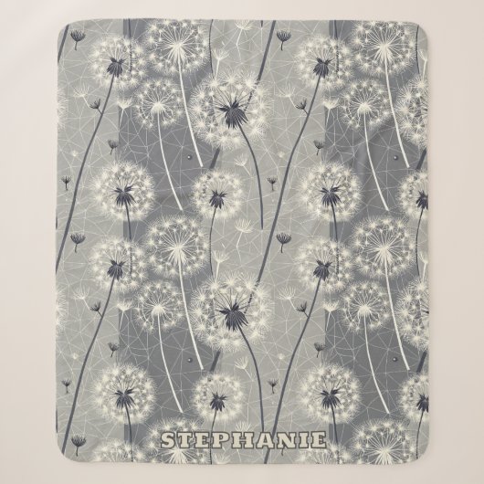 Moderne monochrome paardenbloem sherpa deken (Voorkant)