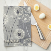 Moderne monochrome paardenbloem theedoek (Quarter Fold)