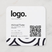 Moderne monochrome professionele QR-code Vierkante Visitekaartje (Voorkant)
