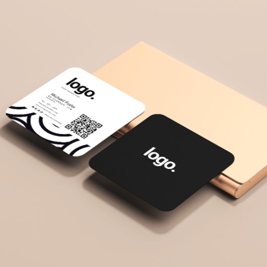 Moderne monochrome professionele QR-code Vierkante Visitekaartje