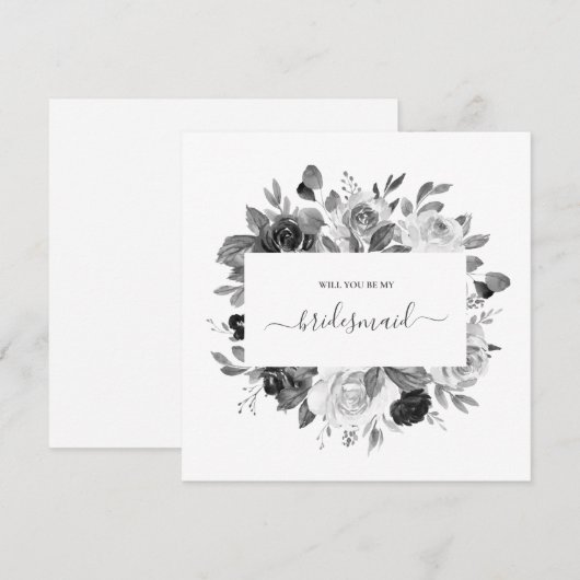 Moderne Monochrome witte Florale bruidsschat bruil Kaart (Voorkant / Achterkant)