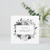 Moderne Monochrome witte Florale bruidsschat bruil Kaart (Staand voorkant)