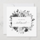 Moderne Monochrome witte Florale bruidsschat bruil Kaart (Voorkant)