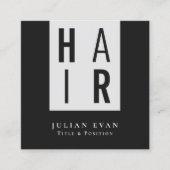 Moderne Monochrome zwart-wit kapper Vierkante Visitekaartje (Voorkant)