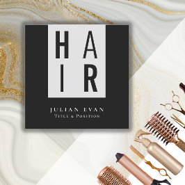 Moderne Monochrome zwart-wit kapper Vierkante Visitekaartje