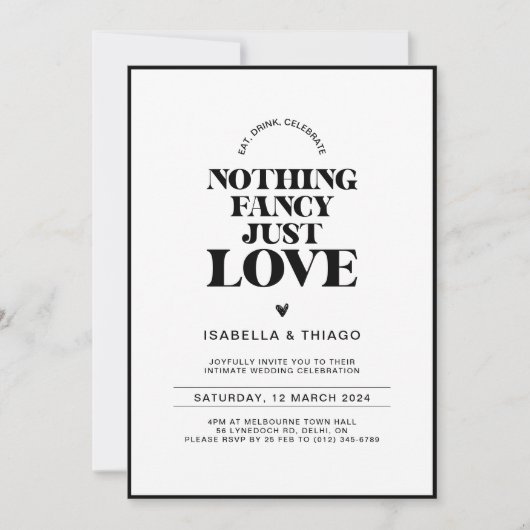 Moderne monochrome Zwarte Niets Gewoons Gewoon Lie Save The Date (Voorkant)