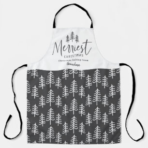 Moderne monochroom kerstgezin schort