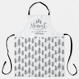 Moderne monochroom kerstgezin schort