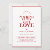 Moderne monochroom Rood Niets fancy, gewoon liefde Save The Date (Voorkant)