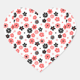 Moderne monografische bloem hart sticker