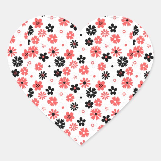 Moderne monografische bloem hart sticker (Voorkant)