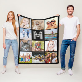 Moderne monogram 11 Aangepaste kleurenfoto's Fleece Deken