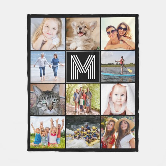 Moderne monogram 11 Aangepaste kleurenfoto's Fleece Deken (Voorkant)