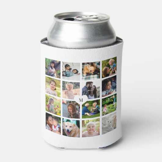 Moderne monogram 16 fotocollage blikjeskoeler (Blikje Voorkant)