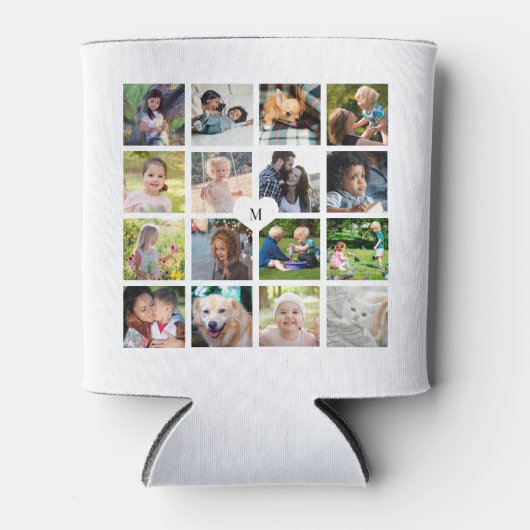 Moderne monogram 16 fotocollage blikjeskoeler (Voorkant)