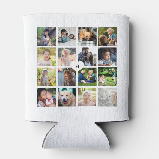 Moderne monogram 16 fotocollage blikjeskoeler (Achterkant)