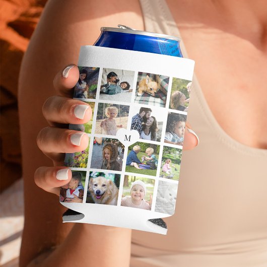 Moderne monogram 16 fotocollage blikjeskoeler