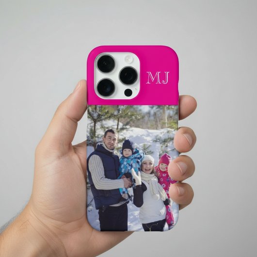 Moderne Monogram 1 Foto Heet Roze iPhone Hoesje