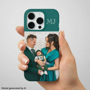 Moderne Monogram 1 Foto Turkoois Groen iPhone 16 Pro Hoesje
