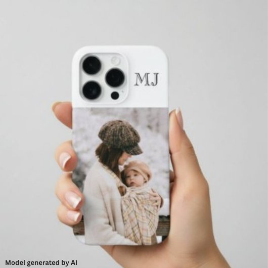 Moderne Monogram 1 Foto Wit iPhone Hoesje