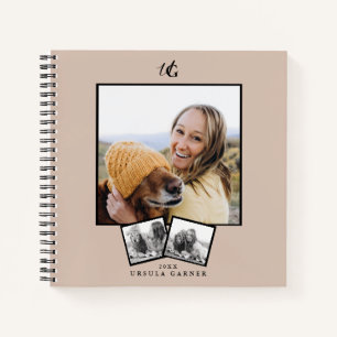 Moderne monogram 3-foto notitieboek