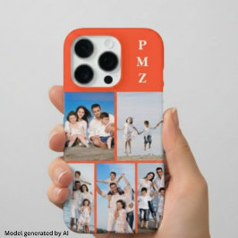 Moderne Monogram 5 Foto Collage Persimmon Oranje iPhone 16 Pro Hoesje
