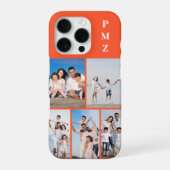 Moderne Monogram 5 Foto Collage Persimmon Oranje iPhone Hoesje (Achterkant)