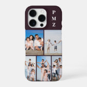Moderne Monogram 5 Foto Collage Pruim Paars iPhone Hoesje (Achterkant)