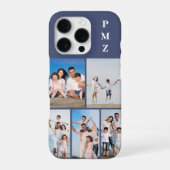 Moderne Monogram 5 Foto Collage Schemerblauw iPhone Hoesje (Achterkant)