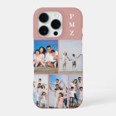 Moderne Monogram 5 Foto Collage Stof Roze iPhone Hoesje (Achterkant)