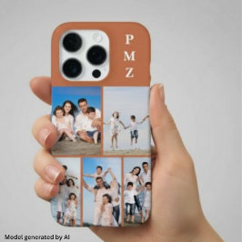 Moderne Monogram 5 Foto Collage Terracotta iPhone 16 Pro Hoesje