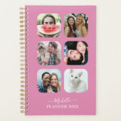 Moderne Monogram 6 Foto Blush Pink Planner (Voorkant)