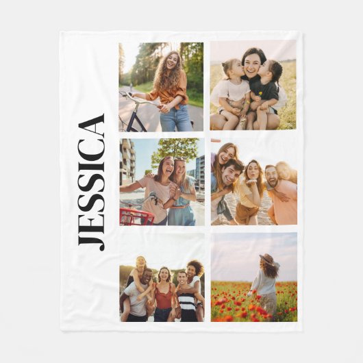 Moderne Monogram 6 Fotocollage Fleece Deken (Voorkant)