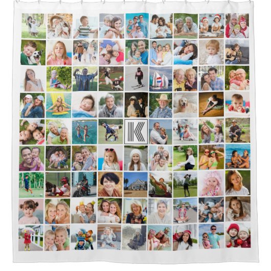 Moderne monogram 80 Aangepast fotocollage Douchegordijn (Voorkant)