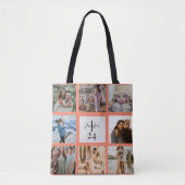 Moderne Monogram 8 Foto Aangepaste Naam en leeftij Tote Bag (Voorkant)