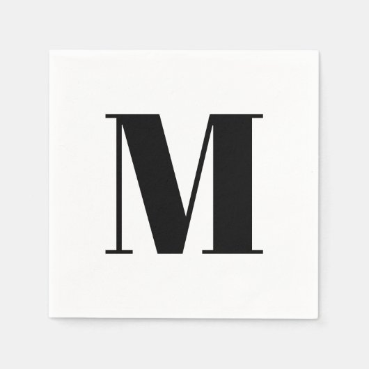 Moderne monogram aangepast initiaal zwart wit servet (Voorkant)
