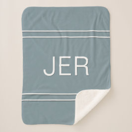 Moderne Monogram Aangepaste Beginletters Blauw & W Sherpa Deken