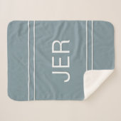 Moderne Monogram Aangepaste Beginletters Blauw & W Sherpa Deken (Voorkant (horizontaal))