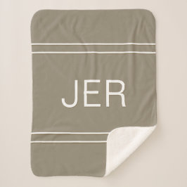 Moderne Monogram Aangepaste Beginletters Mocha Bru Sherpa Deken